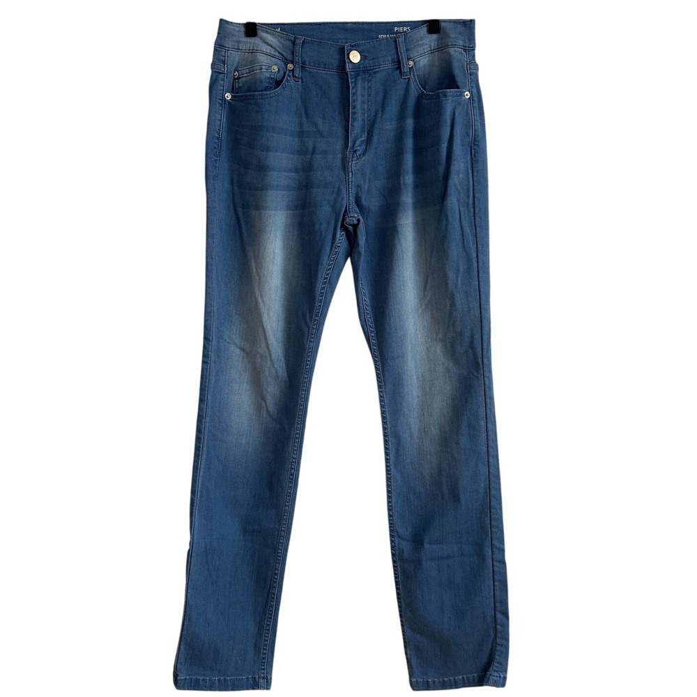 Mugsy Piers Jeans Mens 33x34 Blue Denim Straight Leg Whiskering